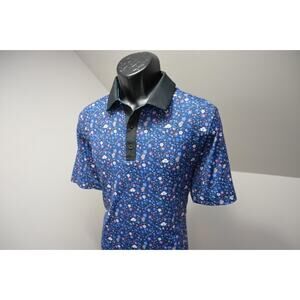 Graham Luxe Golf Polo Floral Wicking Athletic Short Sleeve Shirt Mens Medium